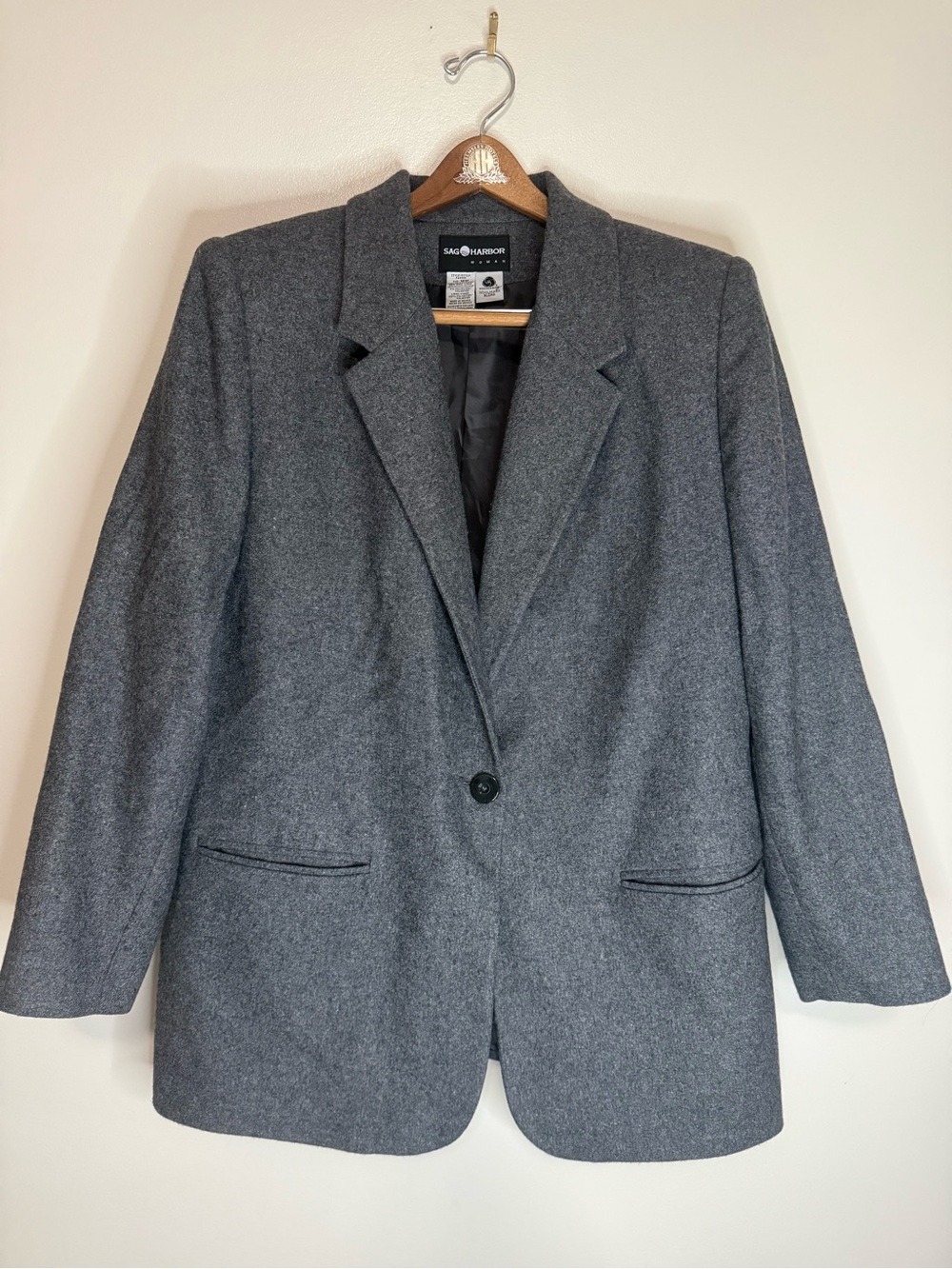 Sag Harbor vintage wool blend Women's Gray Single-Button Blazer in size 16